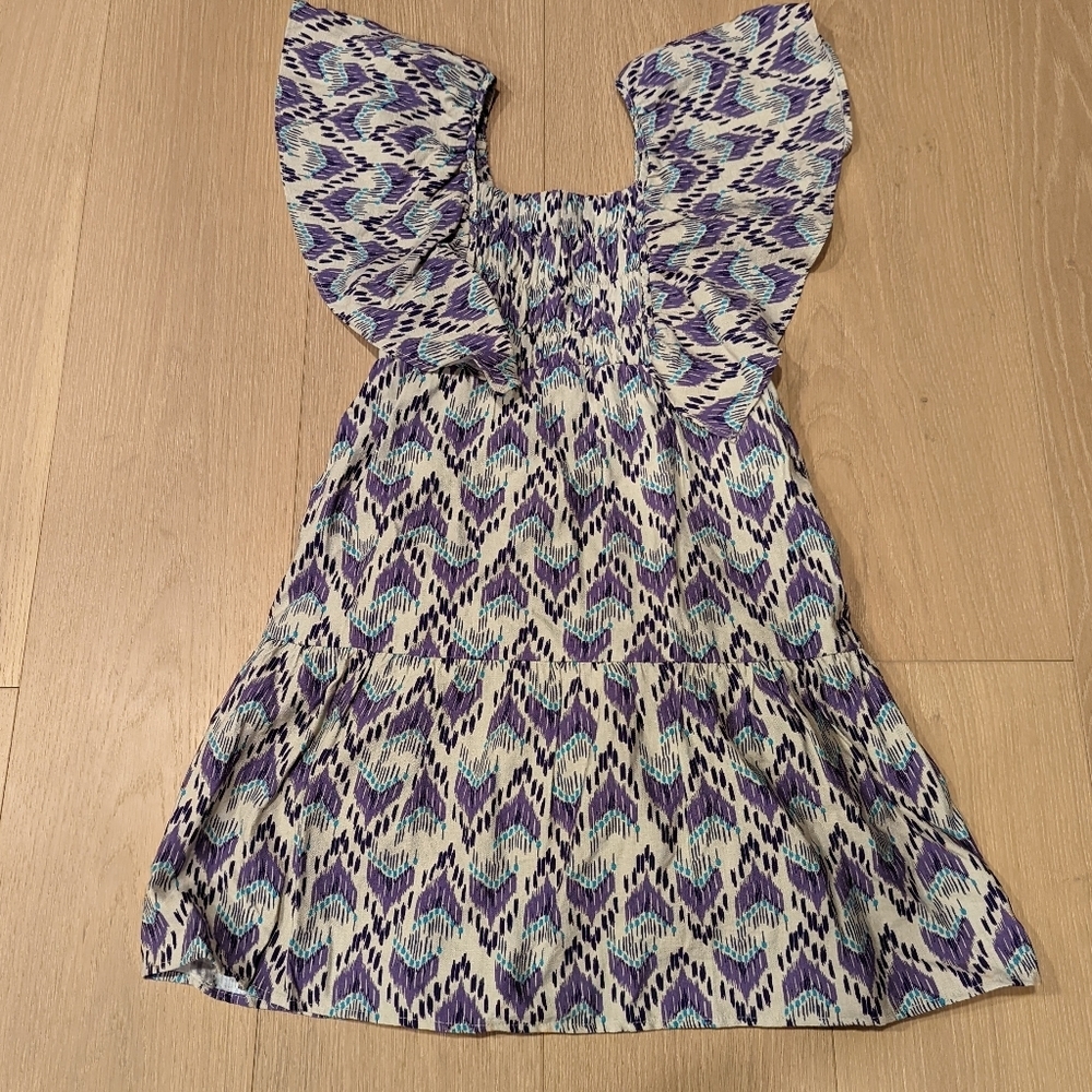 Purple and Blue Patterned Kids Dress